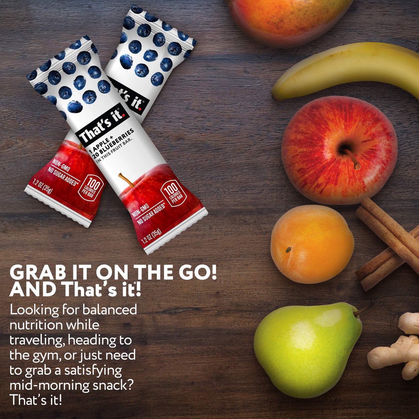 Thats it Apple 100% Natural Real Fruit Bar, Best High Fiber Vegan, Gluten Free Healthy Snack, Paleo for Children & Adults, Non