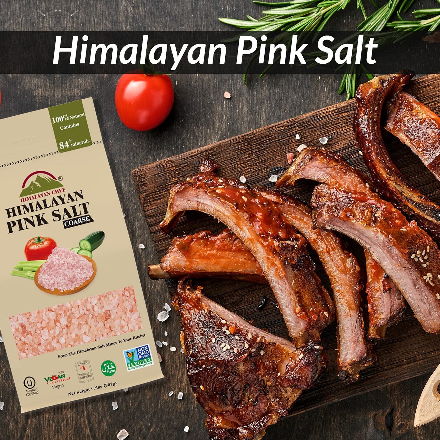 Himalayan Chef Pink Himalayan Salt, Coarse Grain, 32 oz Bag, Kosher, Ideal for Cooking and Seasoning