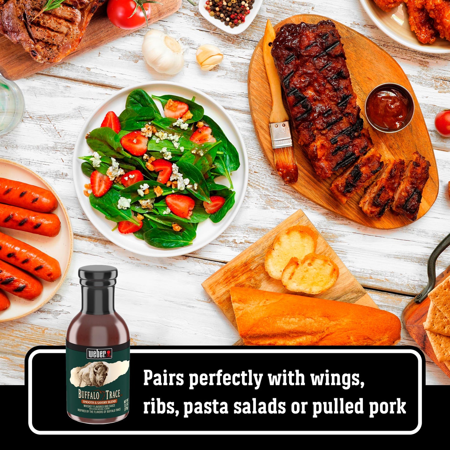Weber BBQ Sauce with Buffalo Trace spirit-inspired flavor, 13.3 oz, Model 1165754