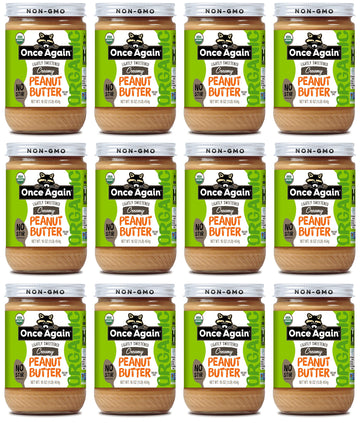 Once Again Organic Creamy Peanut Butter, 16oz - No Stir - Lightly Sweetened & Salted - USDA Organic, Gluten Free Certified, Vega