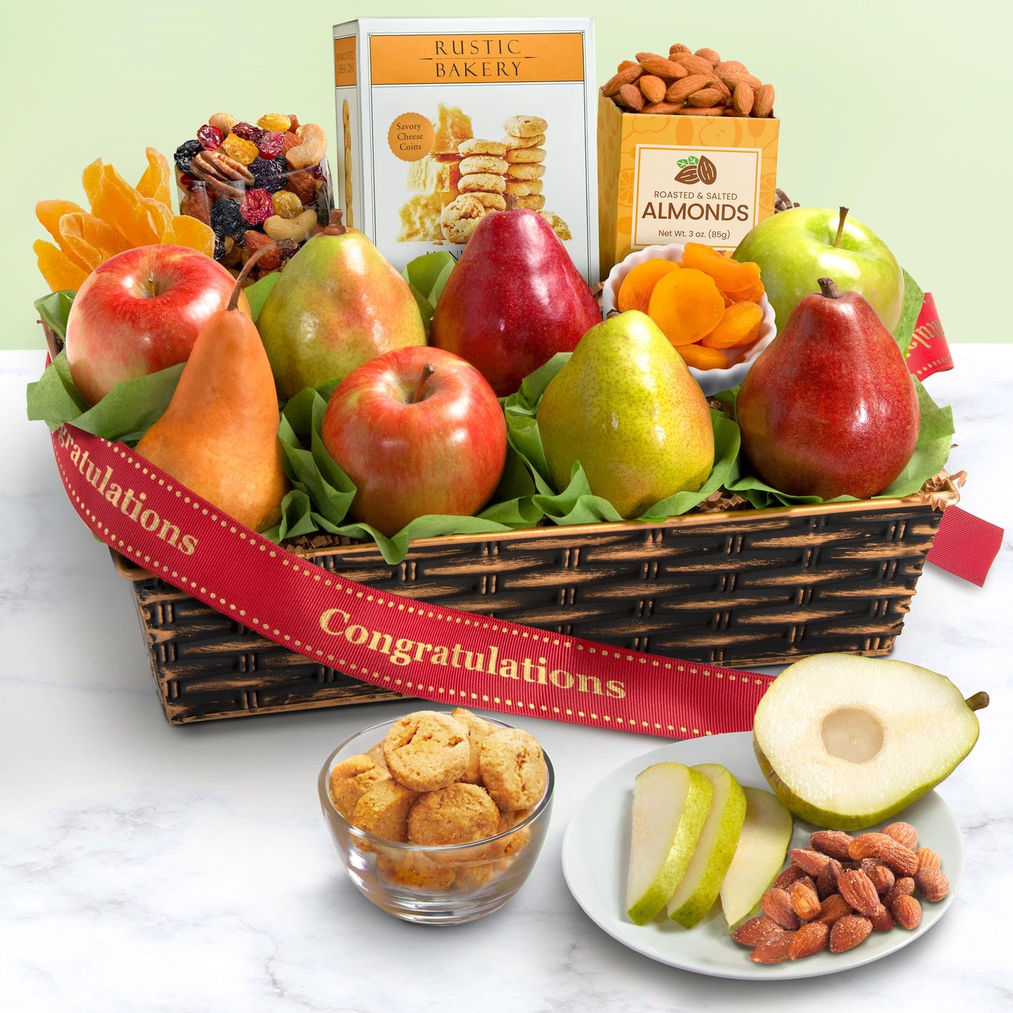 Golden State Fruit Congratulations Fruit Basket With Cheese And Nuts