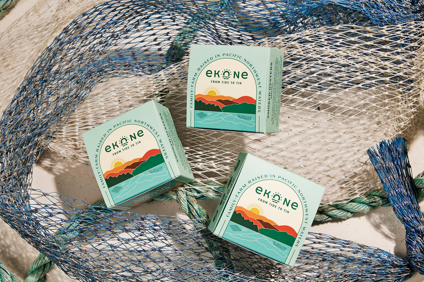 Ekone Smoked Oysters, Farmed & Canned in Washington State, 3oz (Pack of 6), Blue