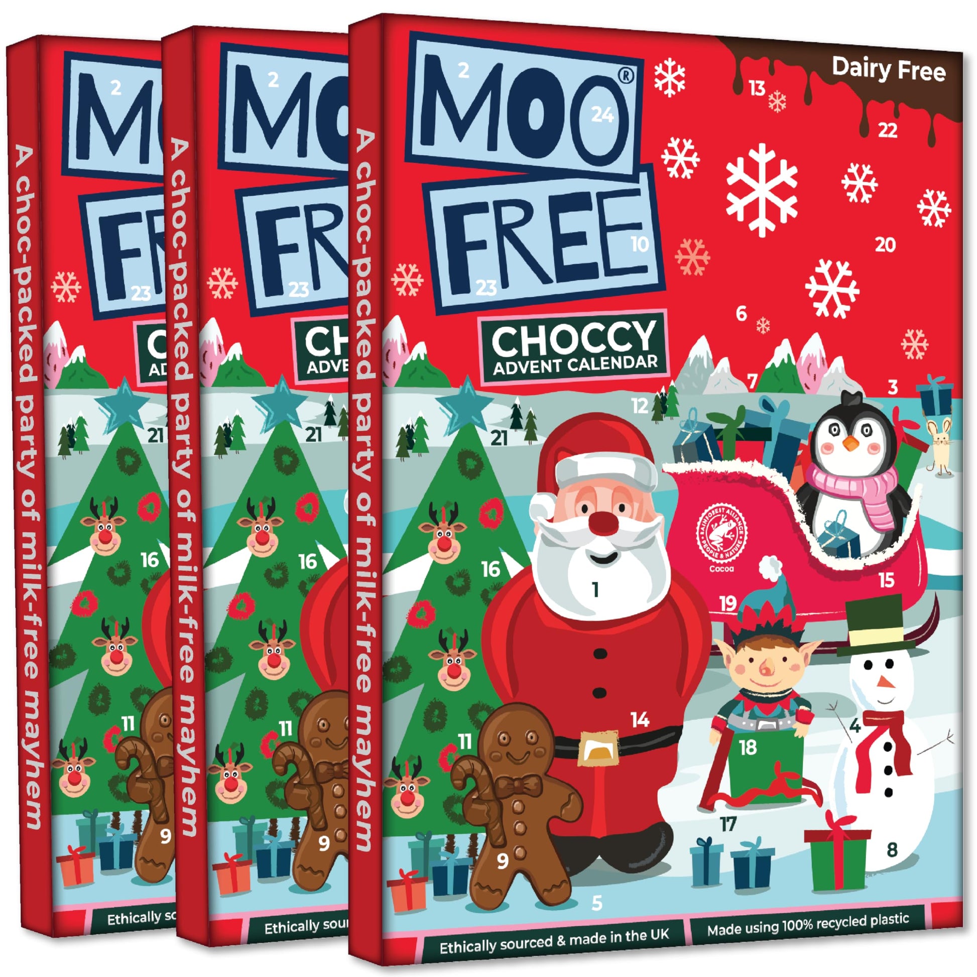 Moo Free Dairy Free Chocolate Advent Calendar, 100g, Pack of 3