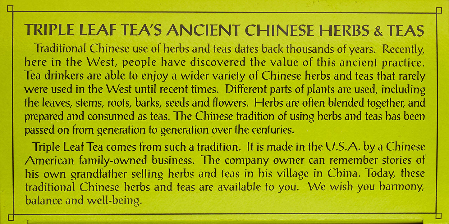 Triple Leaf Tea Green Tea with Ginseng & Chinese Herbs - 20 Count
