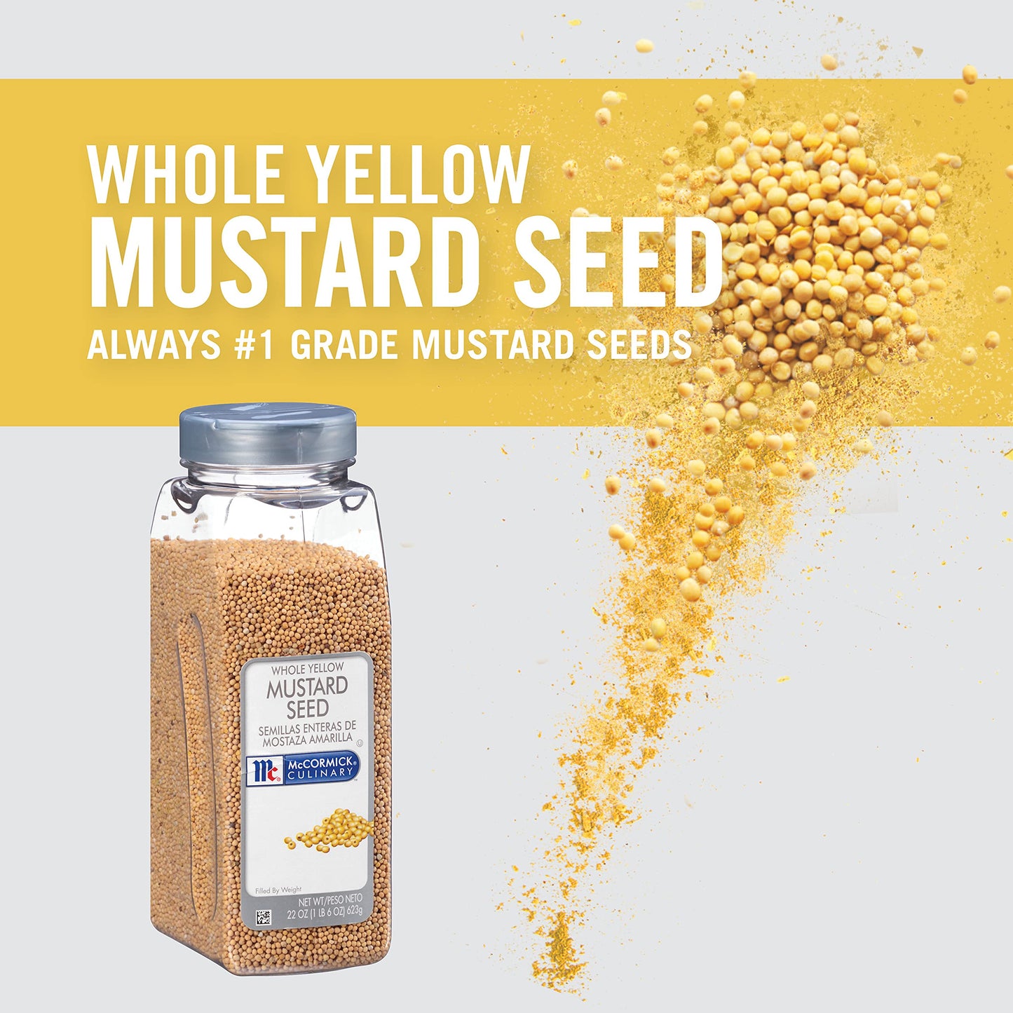 McCormick Culinary Whole Yellow Mustard Seed - 22 oz Container for Pickling and Rubs