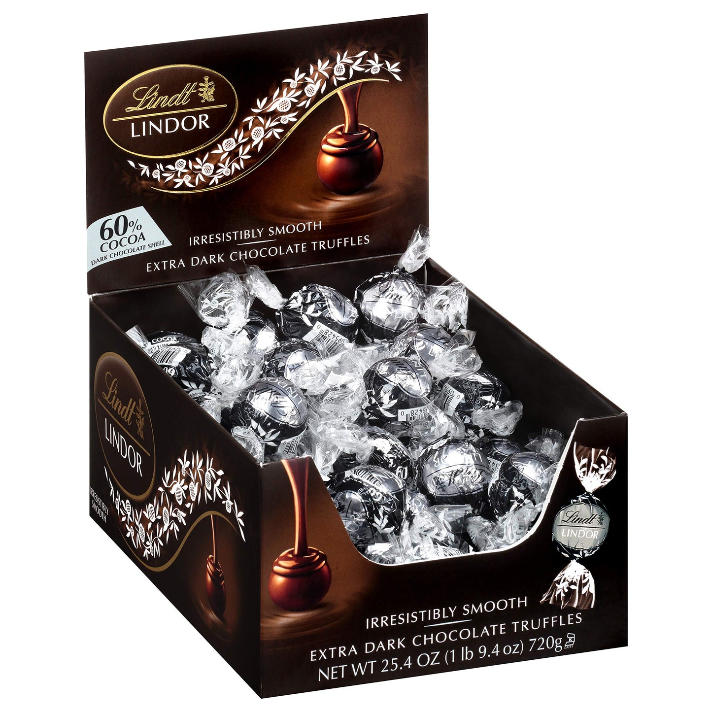 Lindt LINDOR 60% Dark Chocolate Truffles  Dark Chocolate Candy with Smooth  Melting Truffle Center  25.4 oz.  60 Count