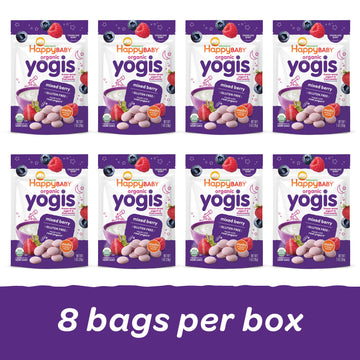 Happy Tot Organics Yogis Freeze-Dried Yogurt & Fruit Snacks, Mixed Berry, 1 Ounce (Pack Of 8) Packaging May Vary