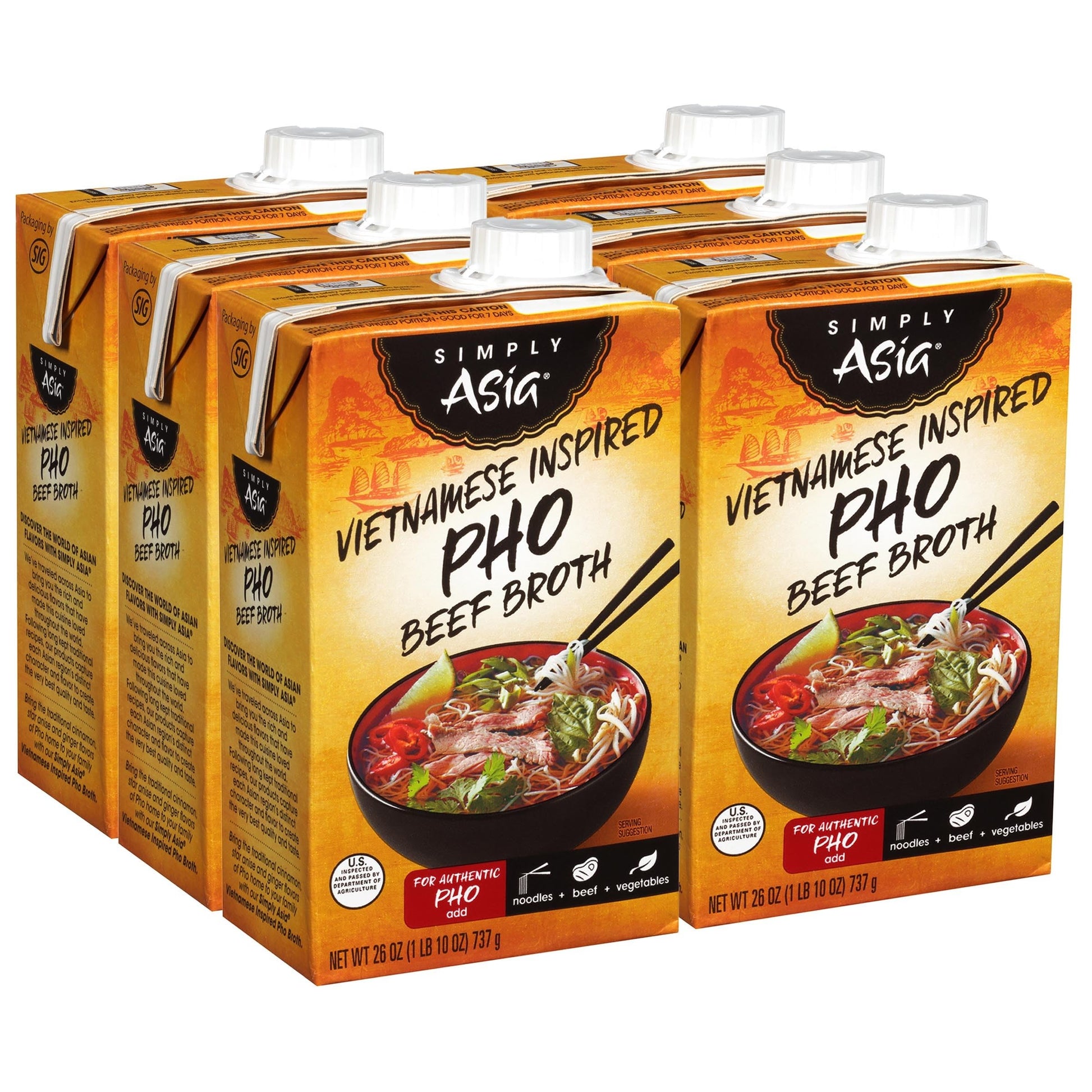Simply Asia Vietnamese Inspired Pho Beef Broth  26 Fl Oz (Pack Of 6) -Like New