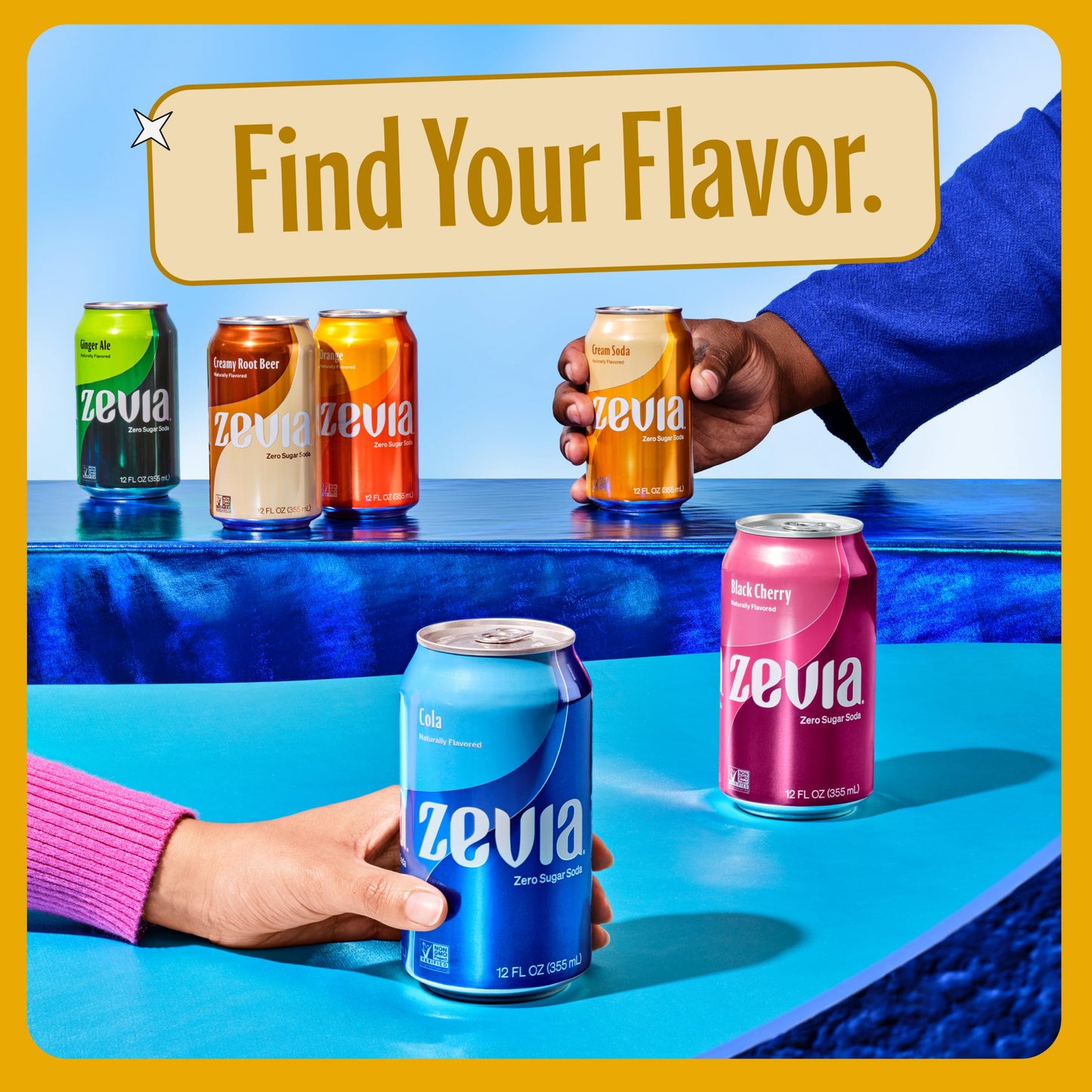 Zevia Zero Sugar Soda, Cream Soda, 16 oz Cans (12-Pack) - Naturally Sweetened, Non-GMO Project Verified, Gluten-Free, Vegan