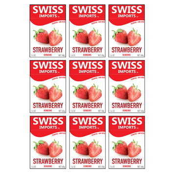 Swiss Imports Sugar Free Bonbons Hard Candy Drops, Strawberry, 1.4 Oz/40G Box, 9 Pack