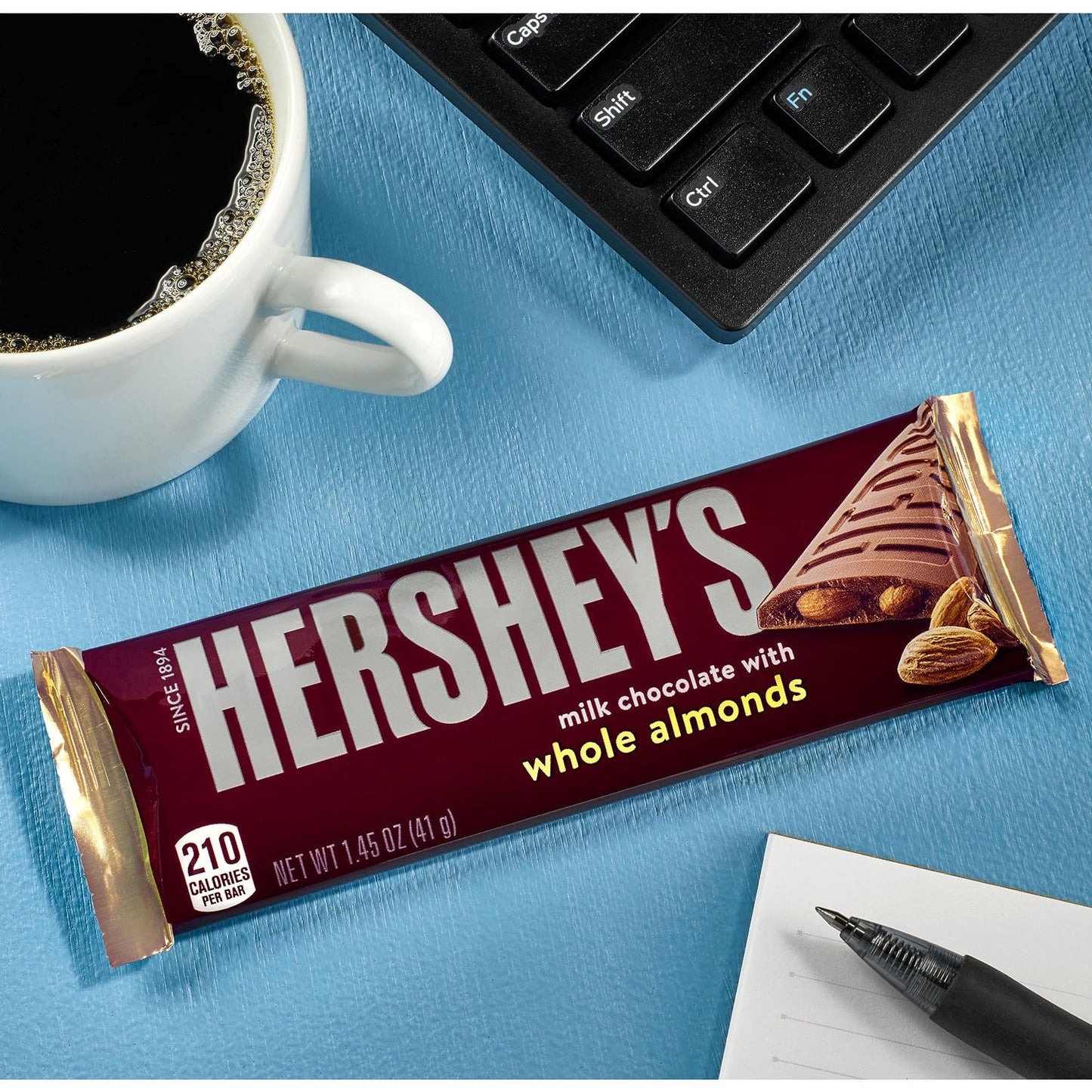 HERSHEYS Milk Chocolate with Whole Almonds Candy Bars, 1.45 oz (6 Count)