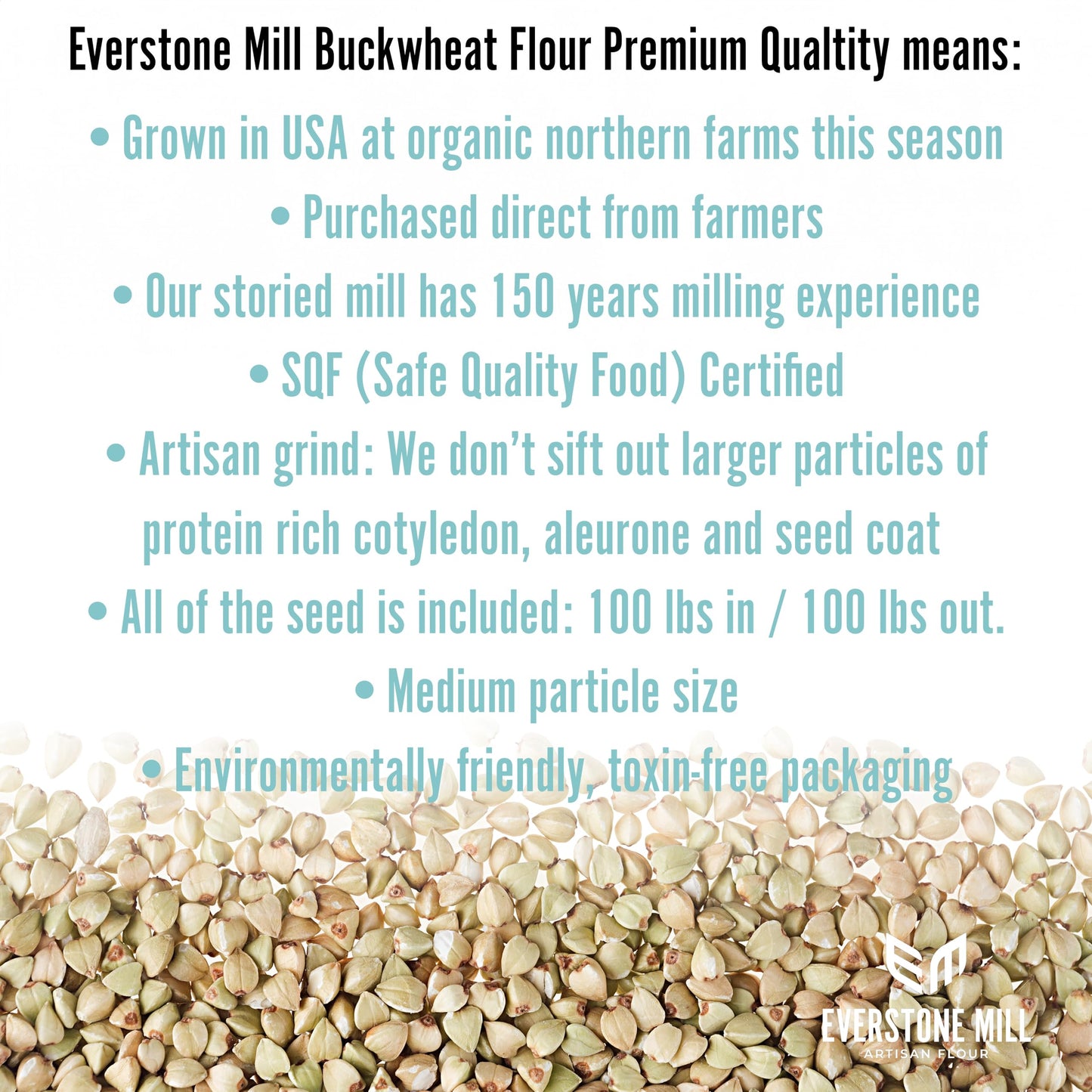 Everstone Mill Buckwheat Flour | Premium Organic | Medium Dark | Fine Grind | 5 LBS (80 Ounce)