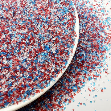 SE Si&Moos Red White and Blue Sanding Sugar Patriotic Sprinkles Fourth of July Sprinkles Mixed Sugar Rimmer for Cocktails, Edibl