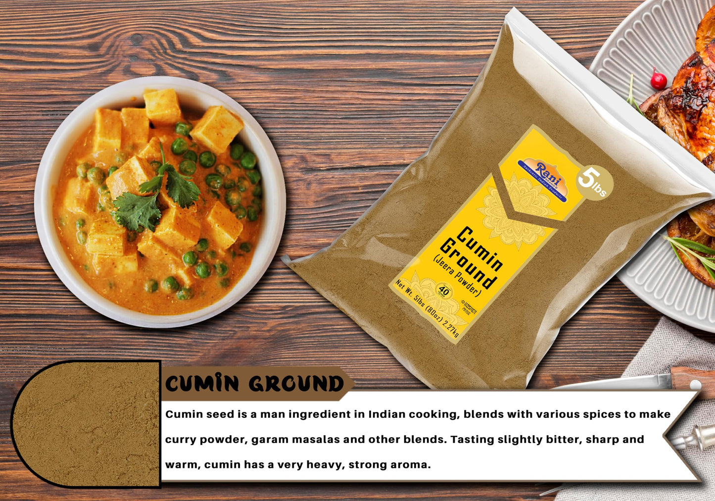 Rani Cumin (Jeera) Powder Spice 80Oz (5Lbs) 2.27Kg Bulk ~ All Natural | Vegan | Gluten Friendly | Non-Gmo | Kosher | Indian Orig