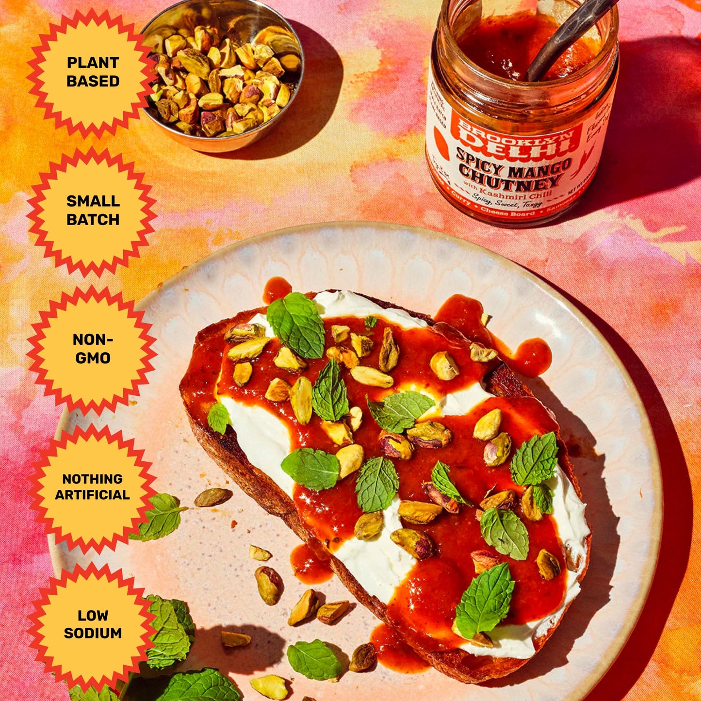 Brooklyn Delhi Spicy Mango Chutney - 9 Ounces - Made with Ripe Mangos, Golden Raisins, Fresh Ginger, Garam Masala, and Lemon Jui