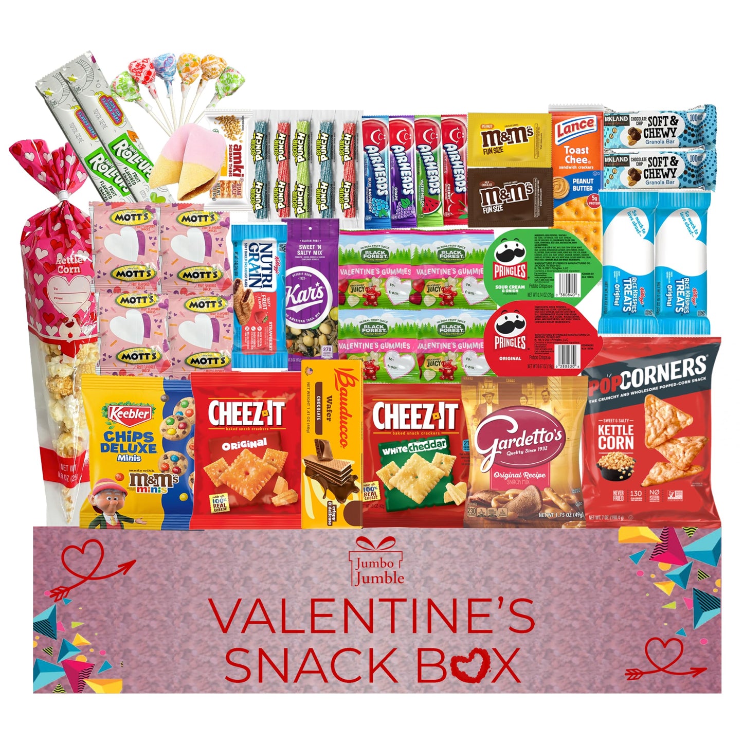 Valentines Snack Box College Care Package (45 Count) Fun Romantic Gift Idea Assortment Cookies Chips Snacks Variety Pack Boyfrie