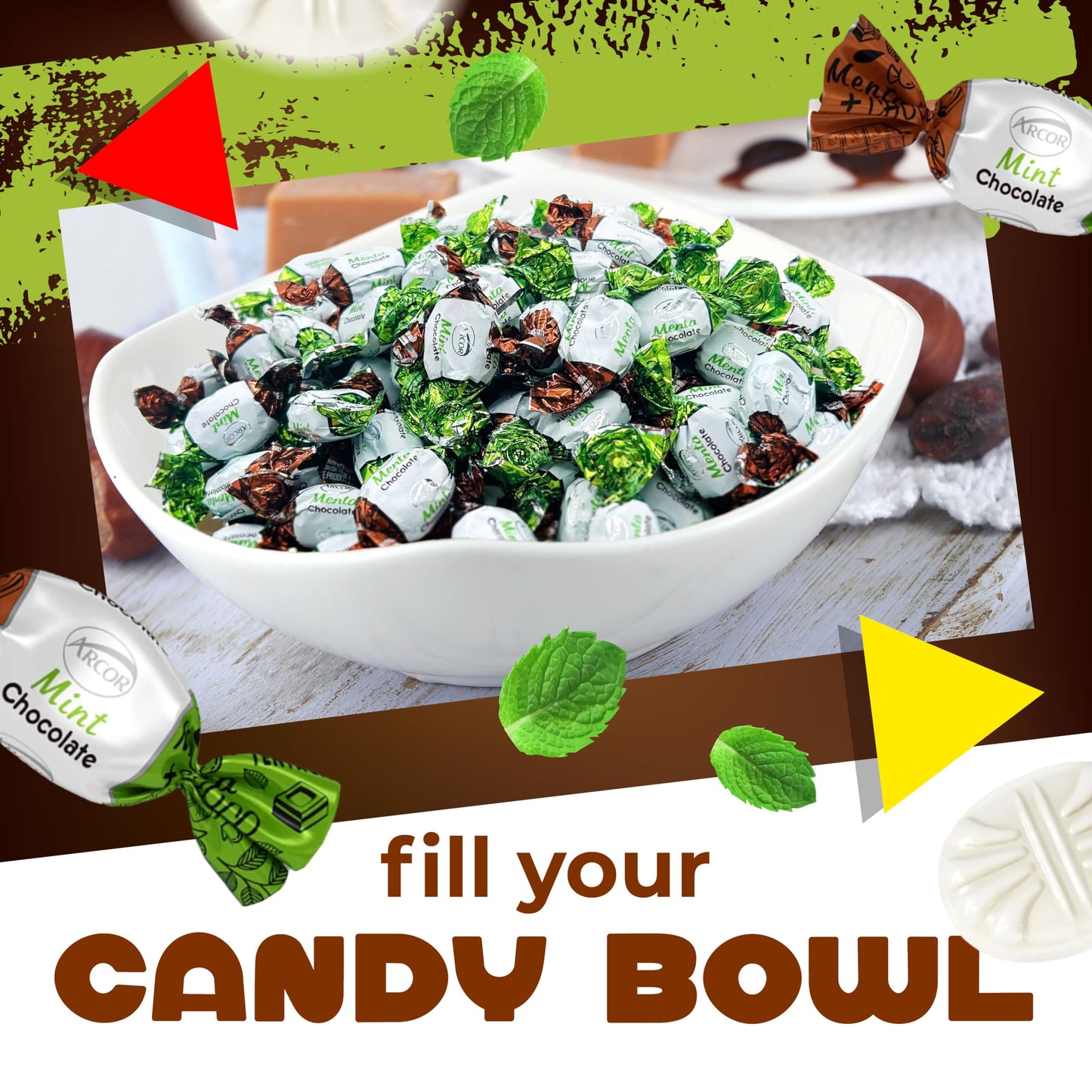 Arcor Chocolate Filled Mints Old Fashioned Hard Candy (1 Pound Bag - Approx. 80 Count)