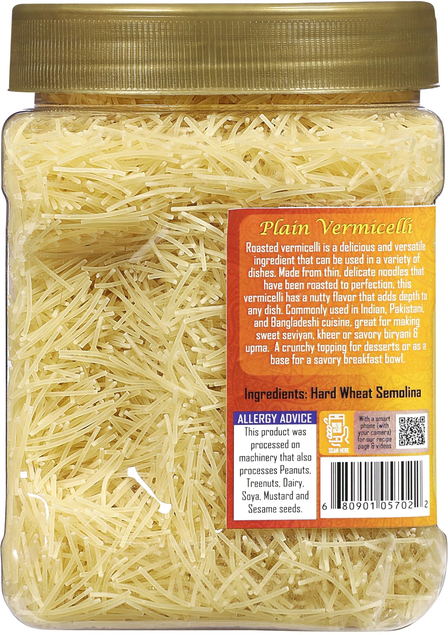Rani Plain Vermicelli (Wheat Noodles) 12.25Oz (350G) Pet Jar ~ All Natural | Vegan | Non-Gmo | Kosher | Indian Origin