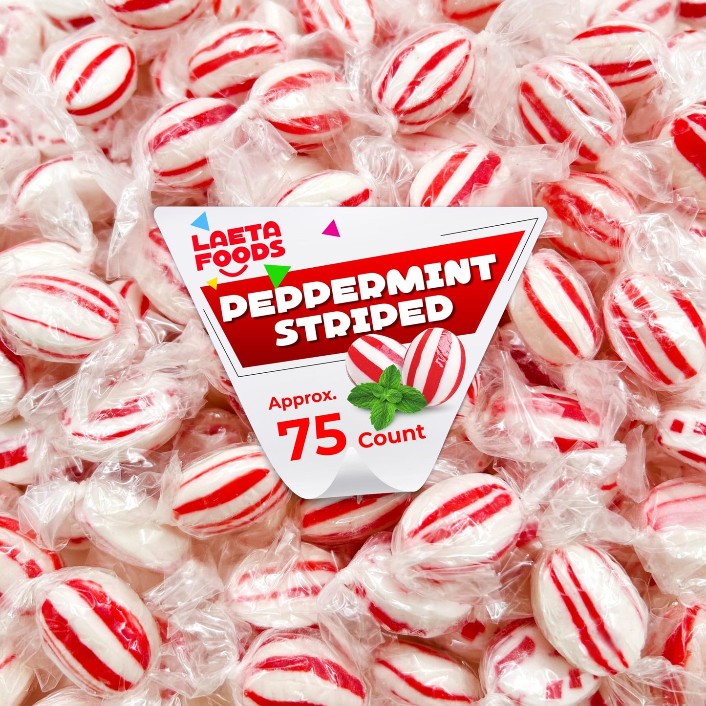 Peppermint Drops Hard Candy | 1 Pound Bag - Approx. 75 Count | Individually Wrapped