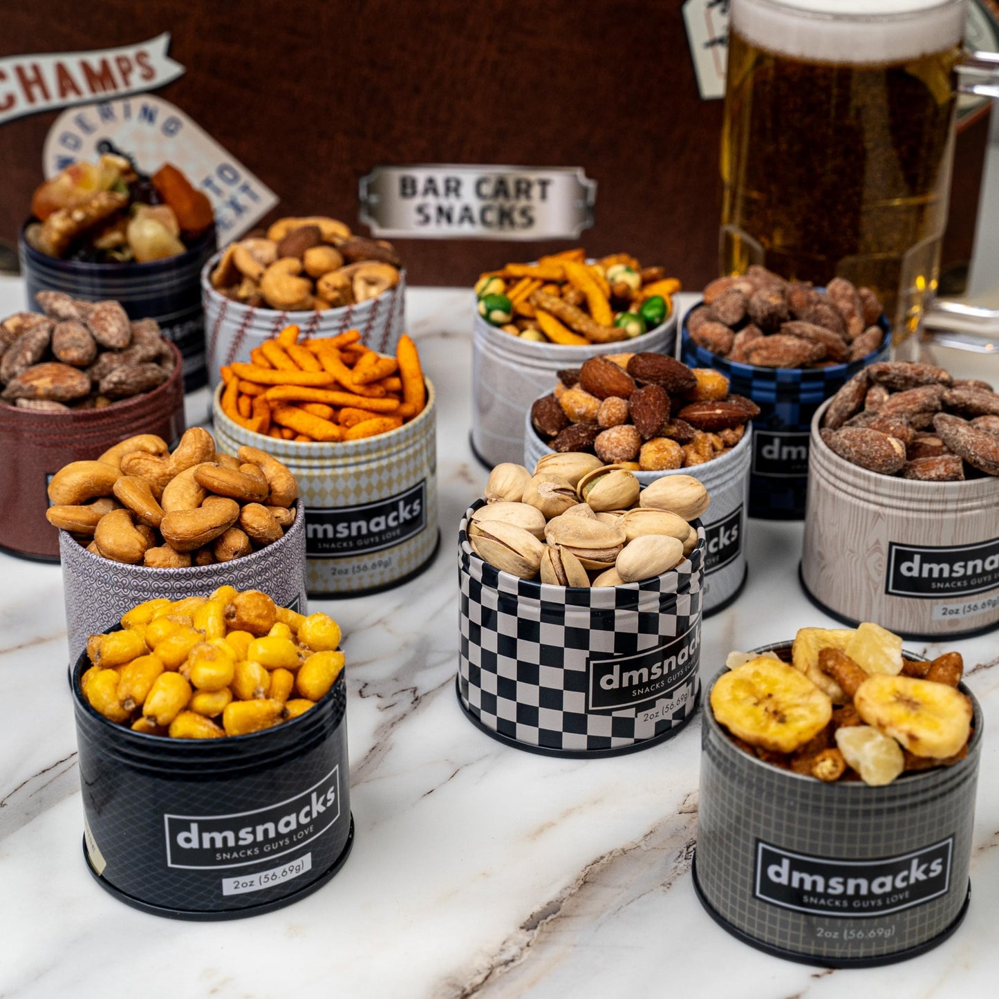 Snack Box Gift Basket, Birthday Gift for Men, Women, Food Care Package, Unique Tins of Assorted Nuts, Snacks in Stunning Case -