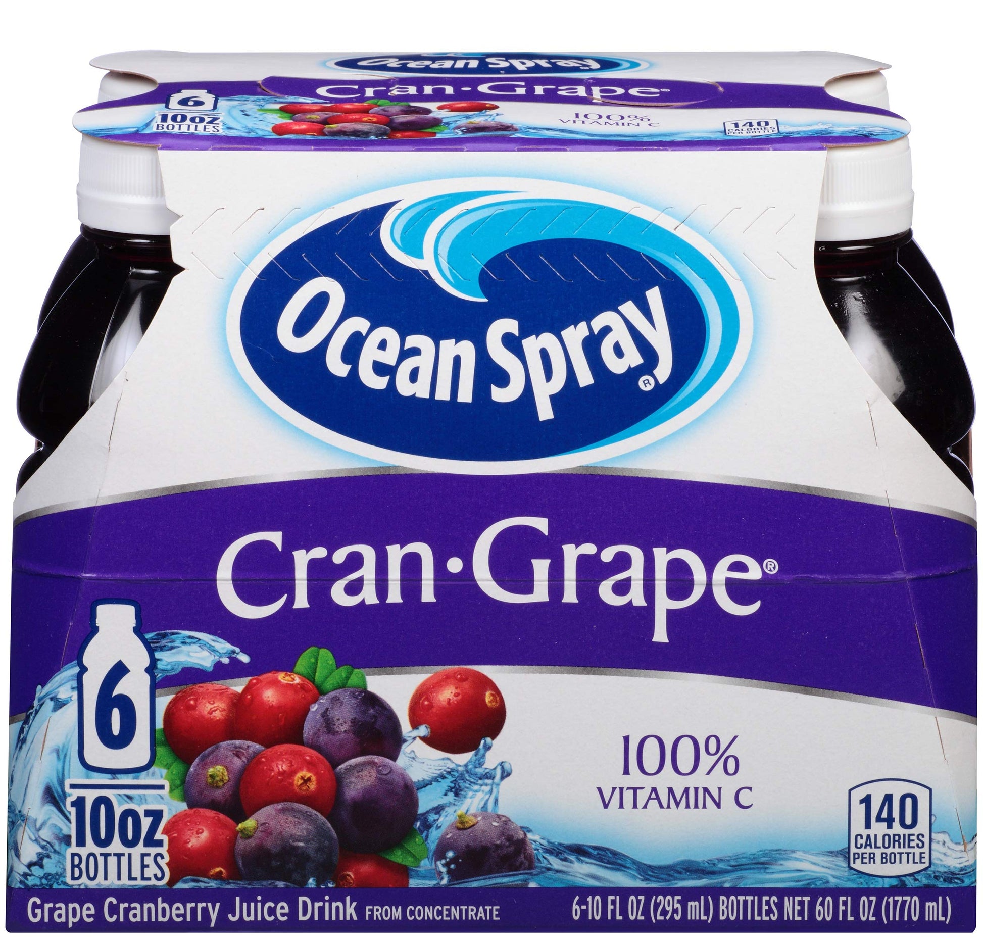 Ocean Spray Cran-Grape Juice Drink  10 Ounce Bottle (Pack Of 6)