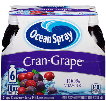 Ocean Spray Cran-Grape Juice Drink  10 Ounce Bottle (Pack Of 6)