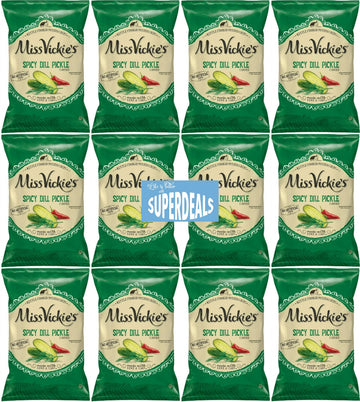 Kettle Cooked Potato Chips By Miss Vickie'S Value Pack Bundled By Superdeals | 1.375 Oz Bag | Spicy Dill Pickle | Pack Of 12 Wit