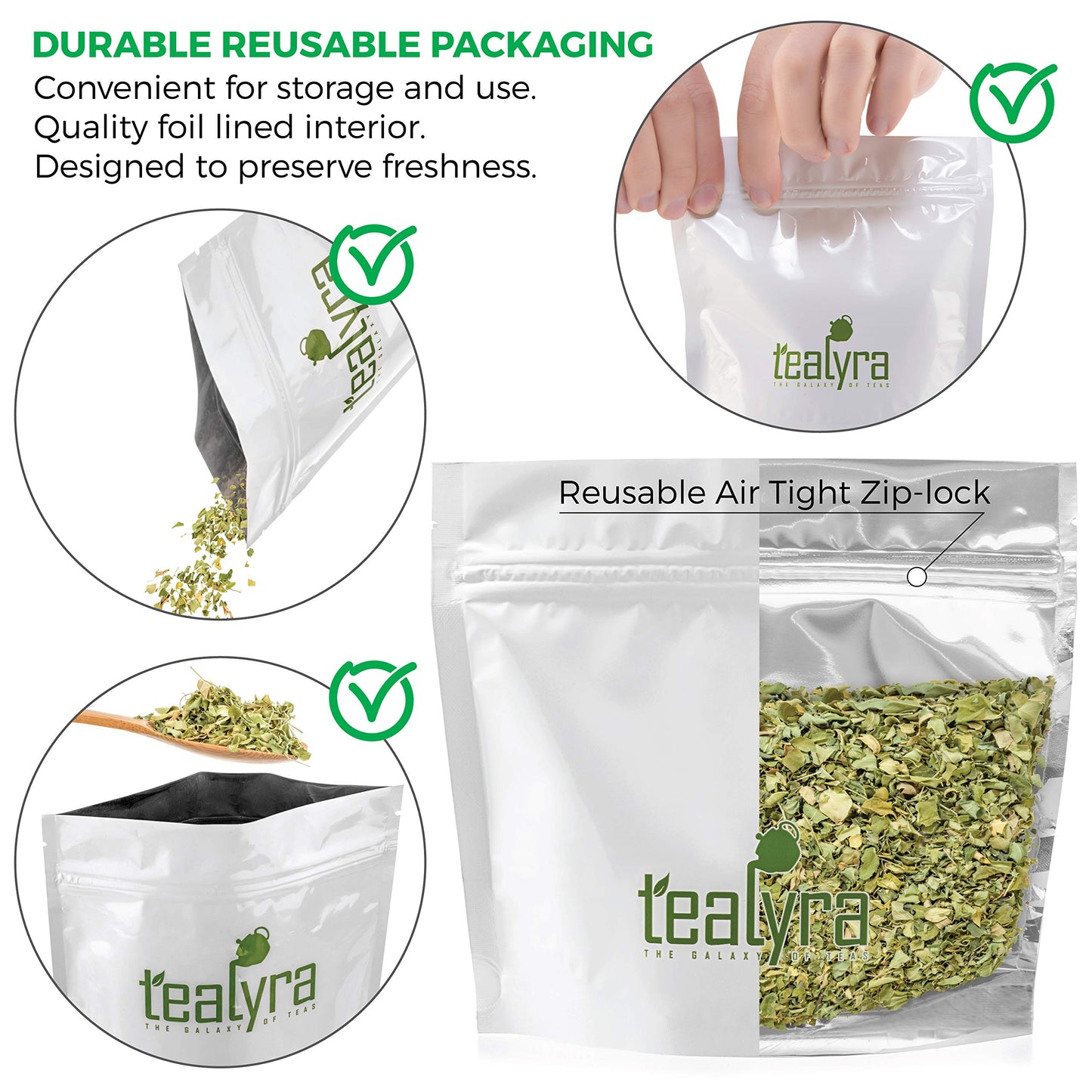 Tealyra Pure Moringa Leaf Tea - Caffeine-Free Wellness Loose Tea - 112g (4-ounce)