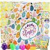 Easter Snack Egg Shape Box (38 Count) Filled with Candy, Peelable Gummies, Treats and Bunny, Great Package for Family, Friends, 