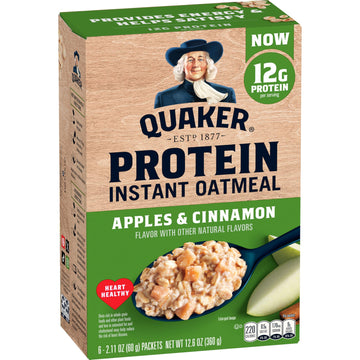 Quaker Instant Oatmeal, Protein Apple Cinnamon, 6 Count