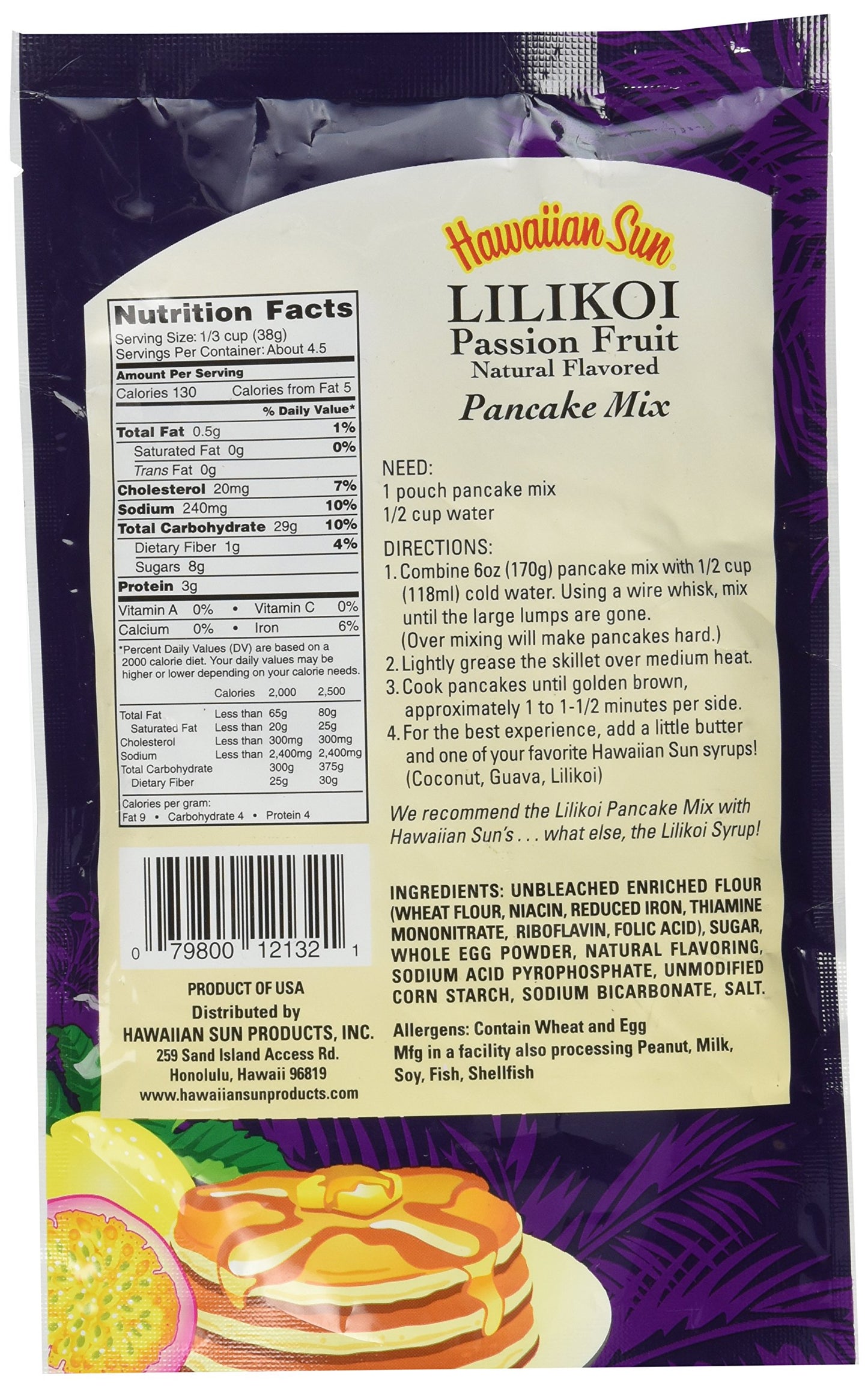 Hawaiian Sun Hawaiian Lilikoi Passion Fruit Pancake Mix, 6 Ounce, Model 398750