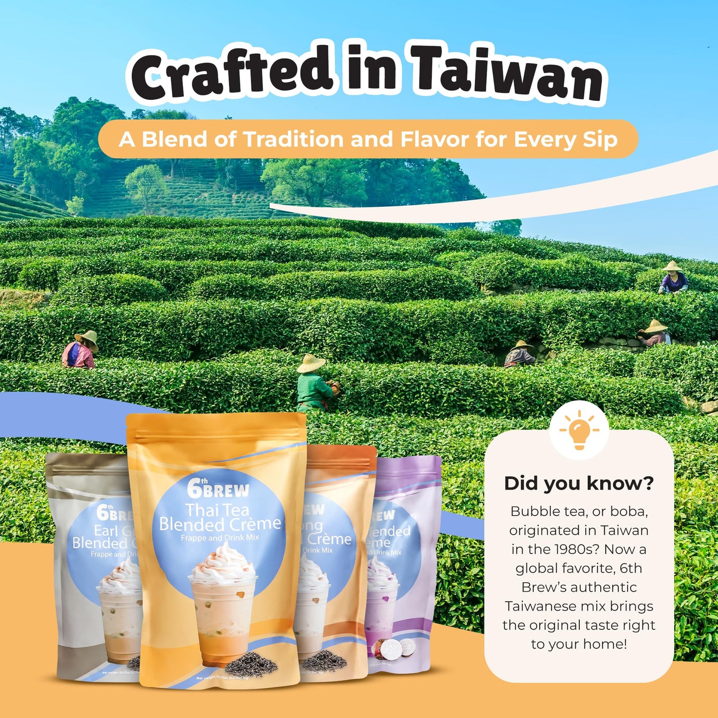 Premium Thai Tea Blended Crme Powder Mix To Make Frappes, Bubble Tea, Boba Tea, Hot Or Iced Tea | Perfect For Home Or Cafe Or Re