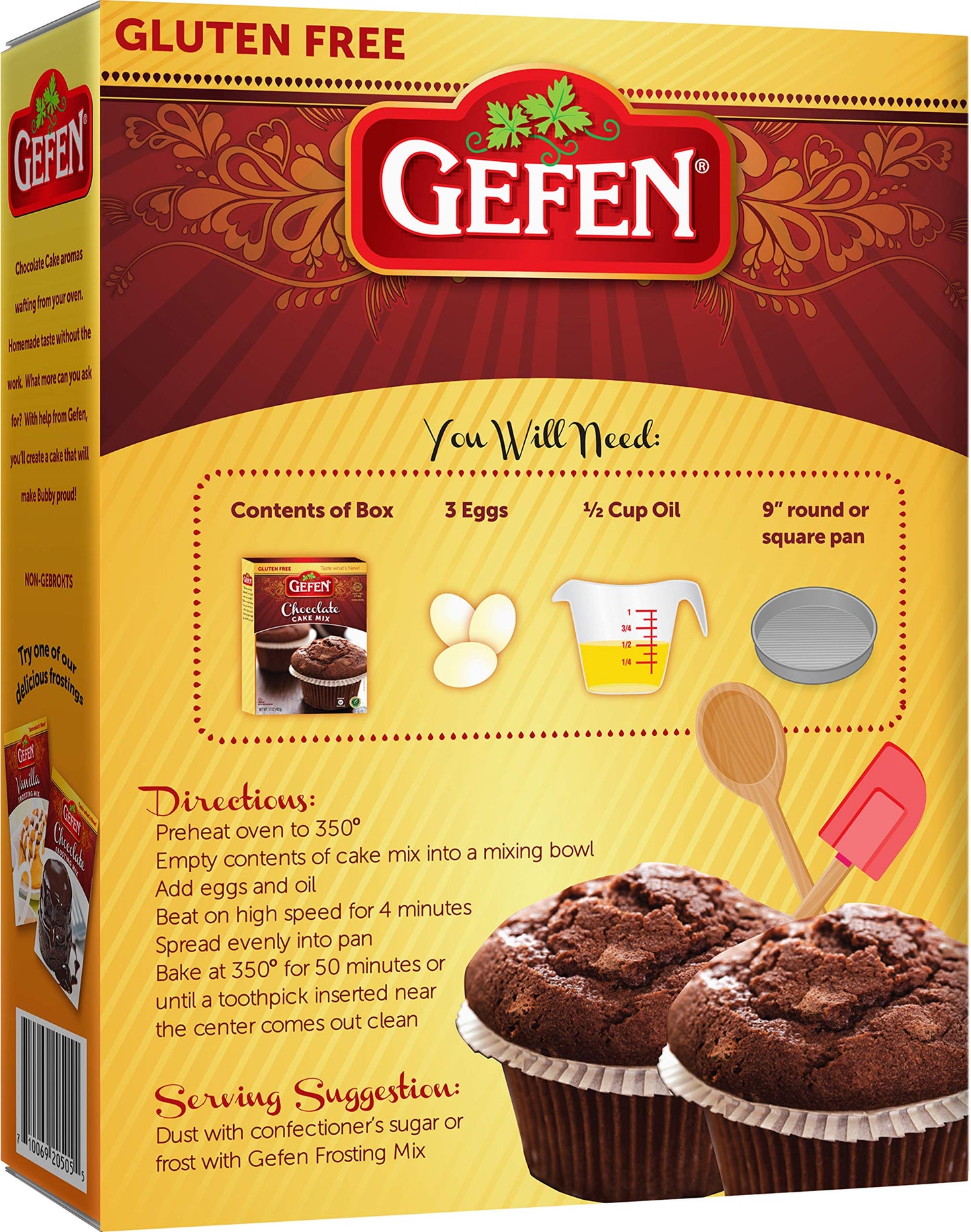 Gefen Gluten Free Brownie Fudge Cake Mix 14Oz (2 Pack) | Grain Free | Soy Free | Dairy Free | Kosher For Passover, Quick And Eas