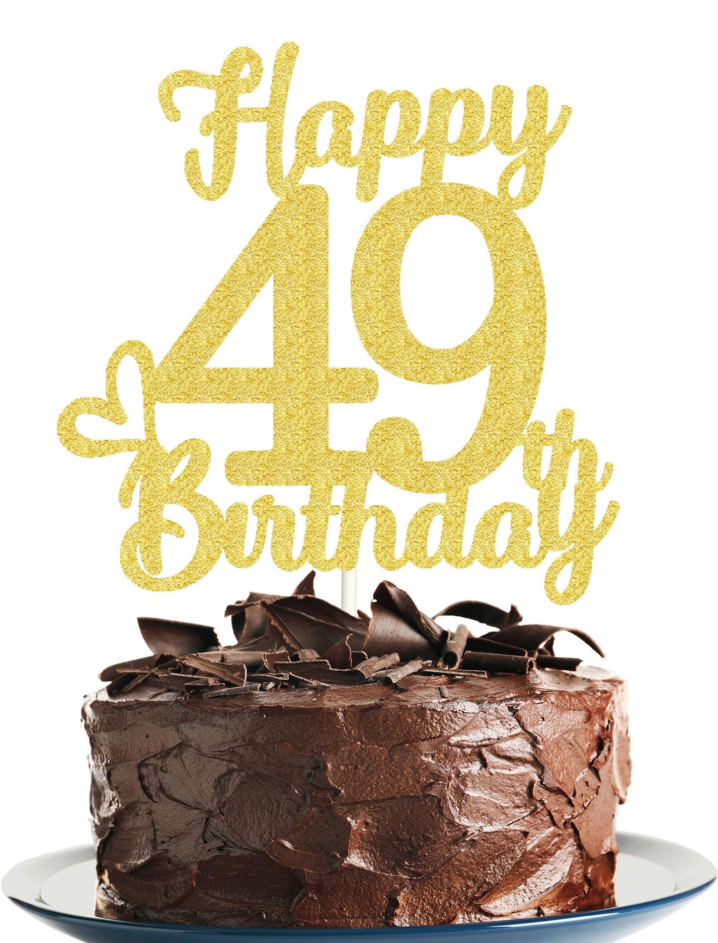 49 Birthday Cake Toppers-Gold Glitter, 49Th Cake Topper For Men,49 Cake Topper For Women, 49Th Birthday Decorations,49Th Birthda