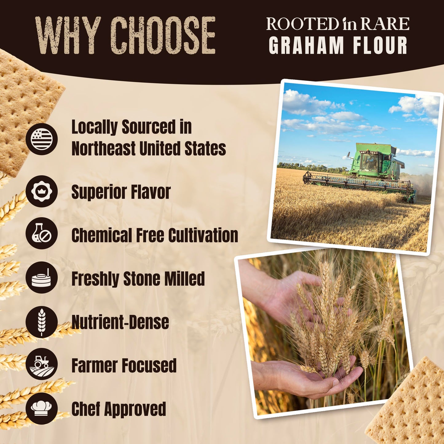 Graham Flour For Baking - 30 Ounce Bag - Product Of Usa - Stone Ground Whole Wheat Flour - Great For Homemade Graham Crackers Or