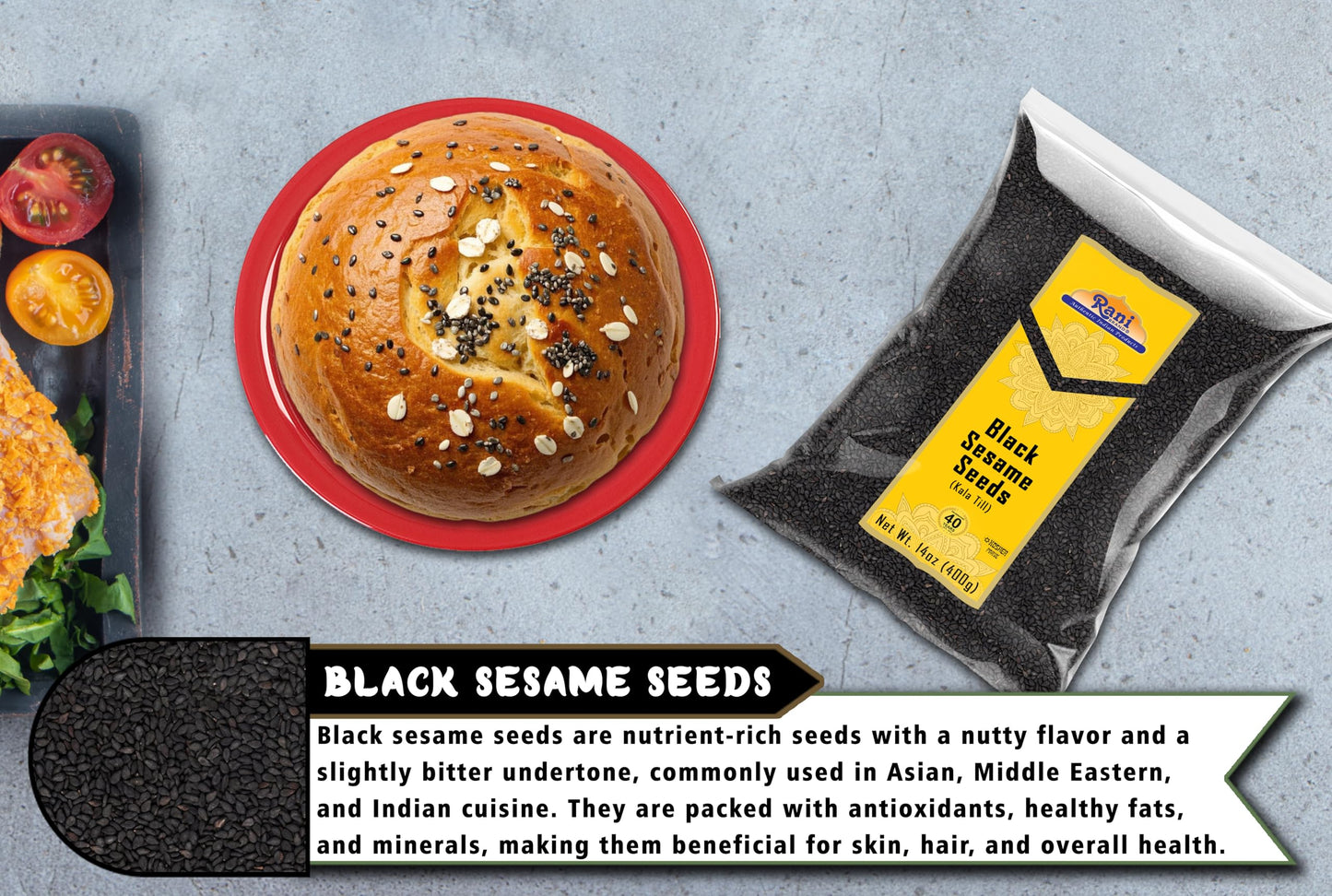 Rani Sesame Seeds Whole Black, Raw (Kala Till) 14Oz (400G) ~ All Natural | Gluten Friendly | Non-Gmo | Kosher | Vegan | Indian O