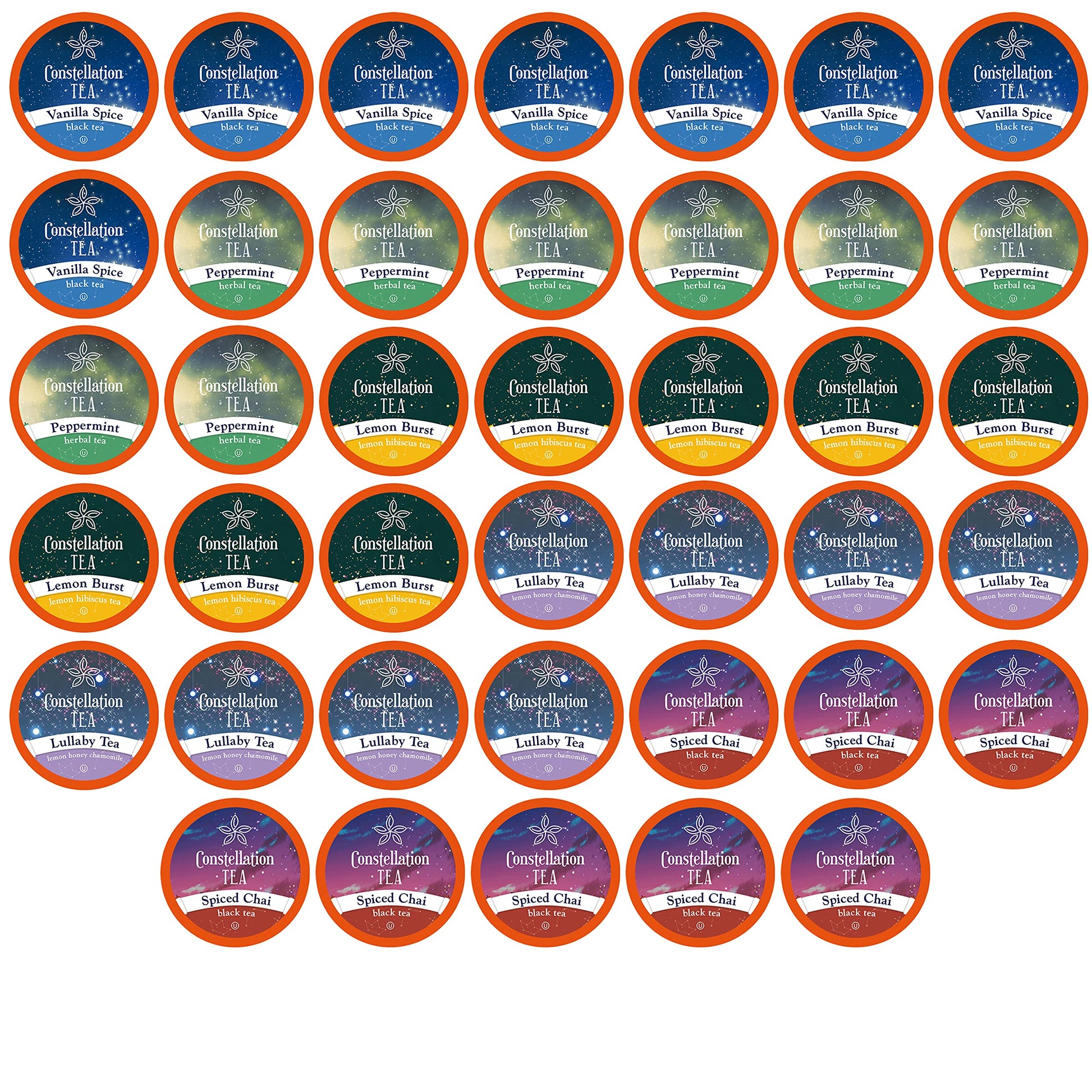Constellation Tea Assorted Variety Pack Sampler Tea Pods, 40 Count, Compatible with K Cup Brewers