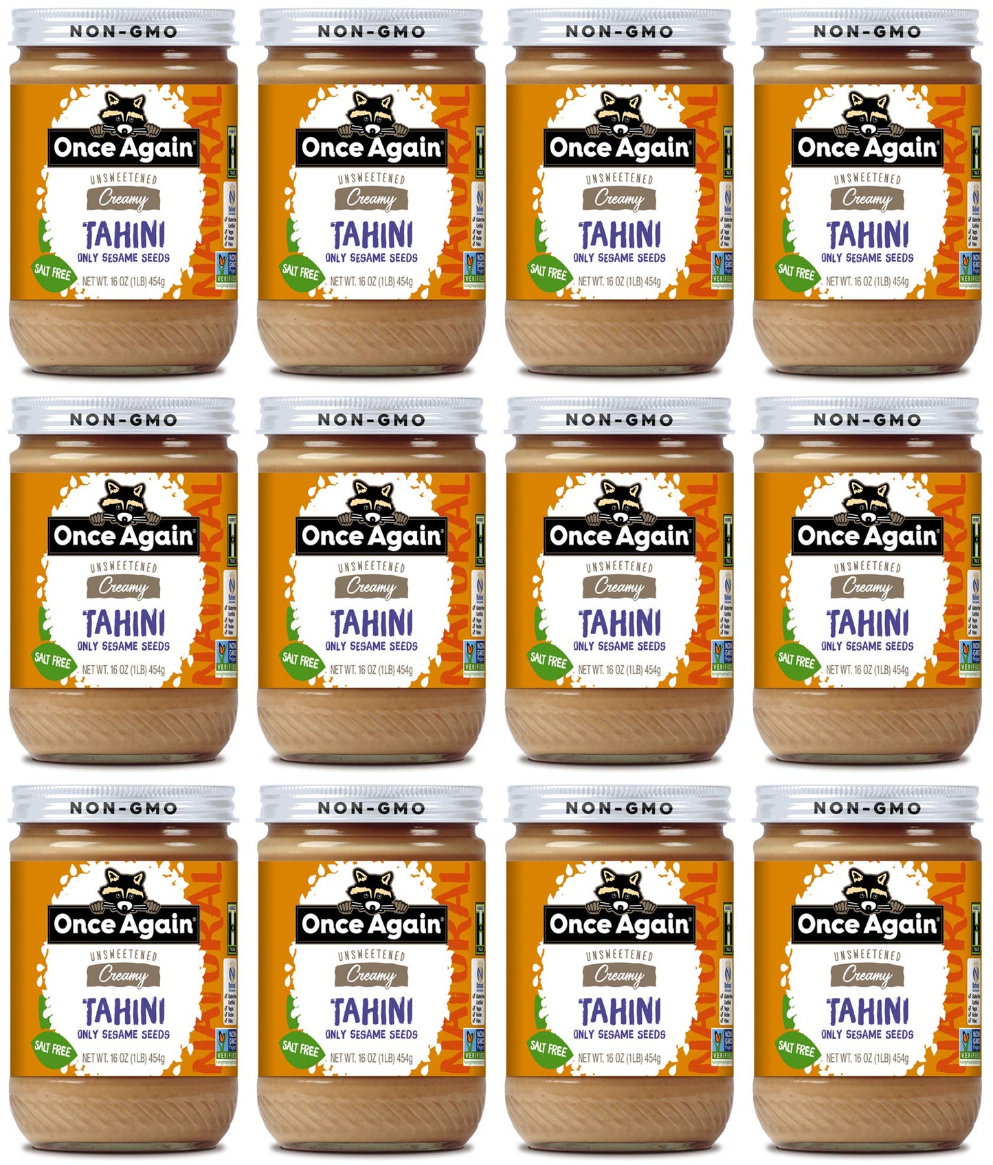 Once Again Natural Sesame Tahini, 16oz - Salt Free, Unsweetened - Gluten Free Certified, Vegan, Kosher, Paleo, Peanut Free - Gla