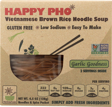 Happy Pho Vietnamese Brown Rice Noodle Soup, Garlic Goodness, 4.5 Oz