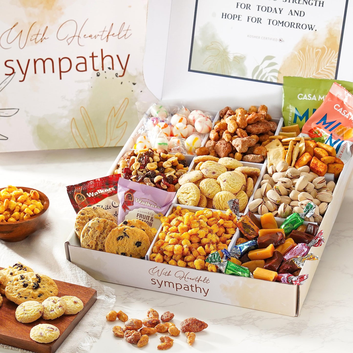 Broadway Basketeers Sympathy Gift Baskets Snack& Sweets Chocolates Gifts For Condolences Bereavement For Loss Of Loved One, Kosher Shiva Sorry For Your Loss Sympathy Basket