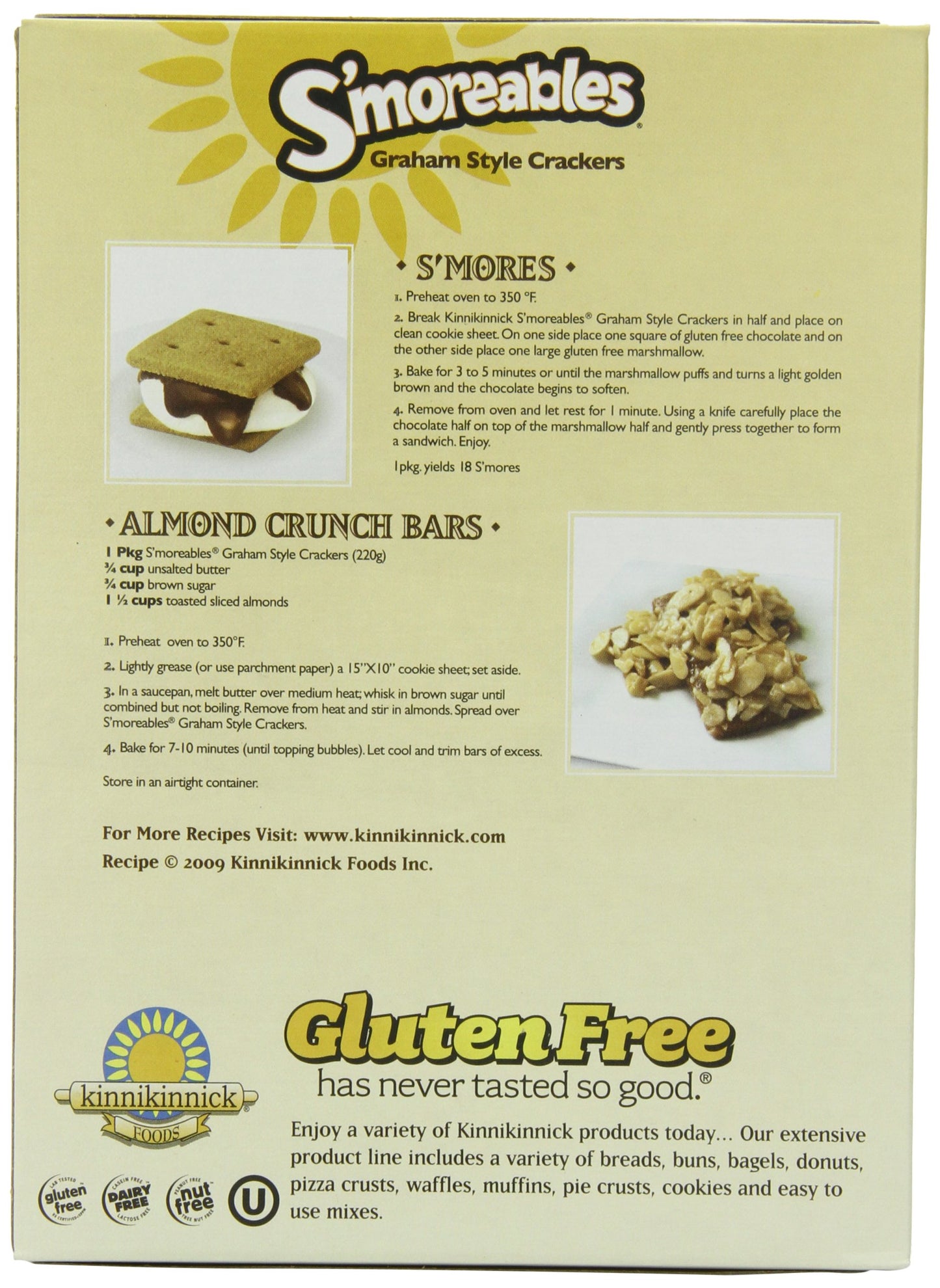 Kinnikinnick Gluten Free S'Moreables Graham Style Crackers, 8 Ounce (Pack Of 6)