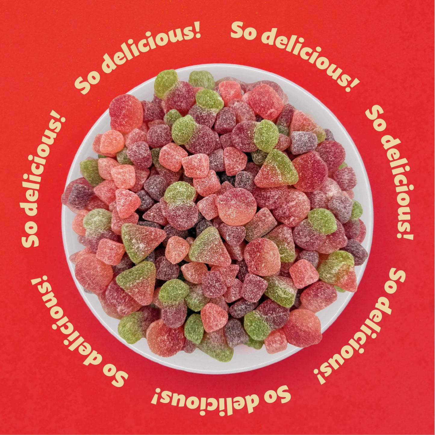 Sour Fruit Jelly Candy Mix | 1 Pound Bag | Vegan Gummies with Real Fruit Puree | Cherry  Watermelon  Peach | Gelatin Free Plant Based Texture | No Artificial Colors or Flavors | Dye Free Candy
