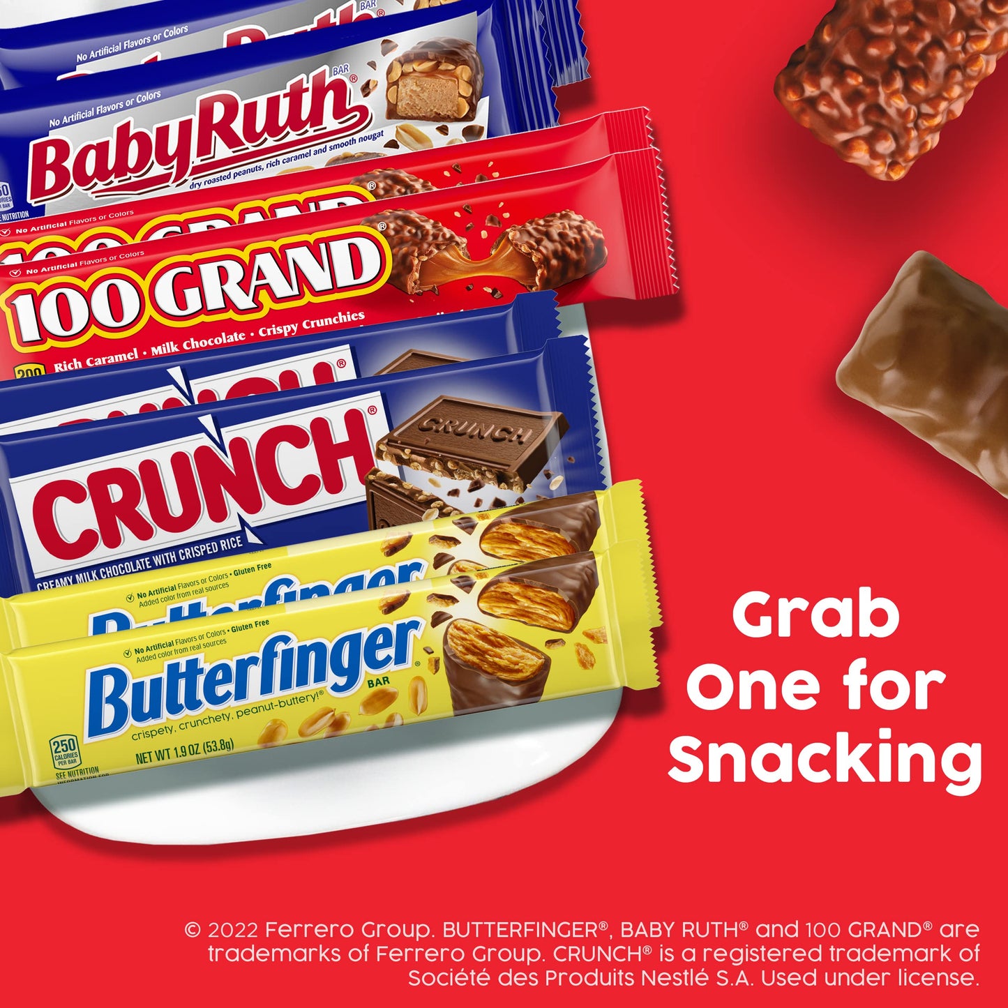 Butterfinger, Crunch, Baby Ruth And 100 Grand, Bulk 20 Pack, Assorted Full Size Chocolate Candy Bars, 35 Oz