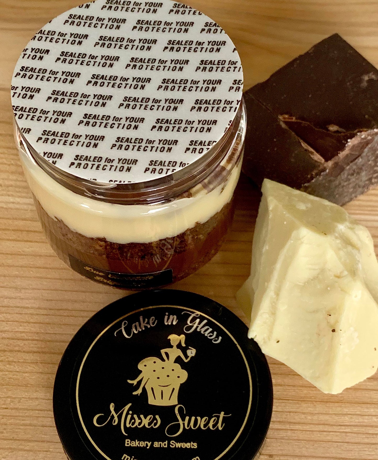 Gourmet 2 Cakes In A Jar Set - Duo Chocolate Cake In Jar With Special Chocolate Cake Layered With White Belgian Chocolate Brigad