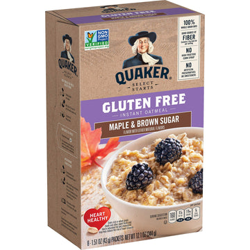 Quaker Instant Oatmeal, Gluten Free, Maple & Brown Sugar, 12.1 Oz (Pack of 6)