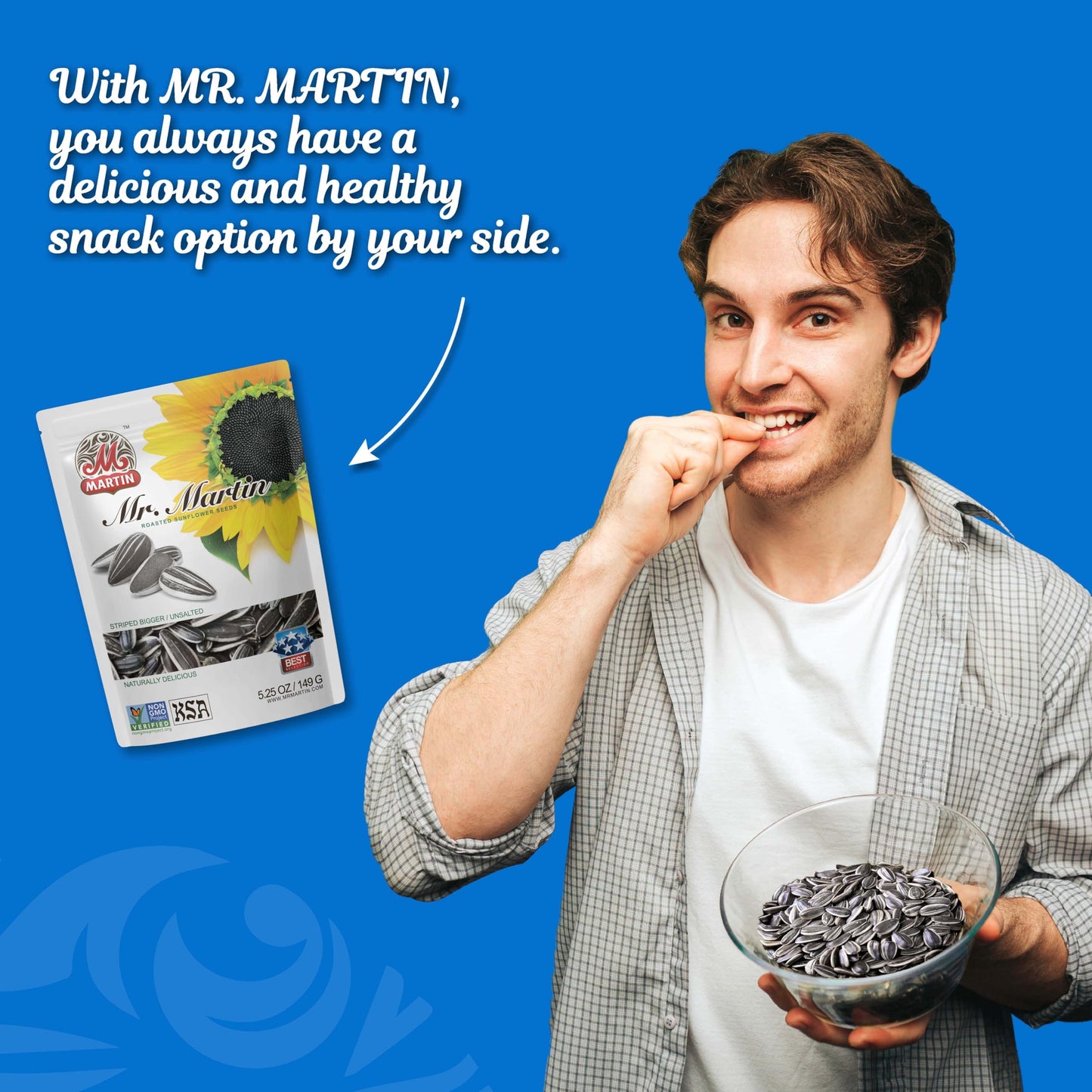 MR. MARTIN Freshly Roasted Unsalted Sunflower Seeds To Eat - Non-GMO, Kosher, Crunchy, Delicious, Vegan, Keto Friendly, Low Sodi