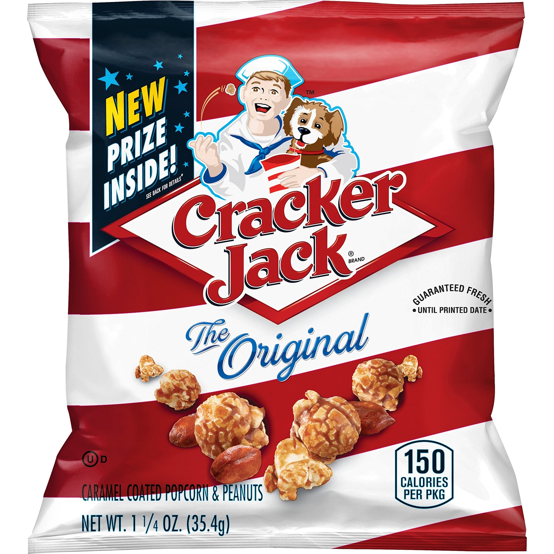 Cracker Jack Caramel Popcorn, Original, 1.125-Ounce Bags, Pack of 60