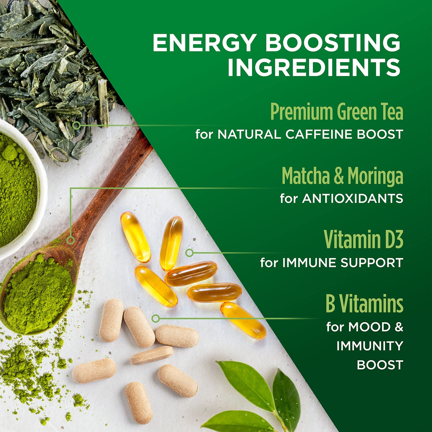 Vitacup Green Tea Pods, Enhance Energy & Detox With Matcha, Moringa, B Vitamins, D3, Keto, Paleo, Vegan, Recyclable Single Serve Pod, Compatible With Keurig K-Cup Malt-Inspired,64 Ct