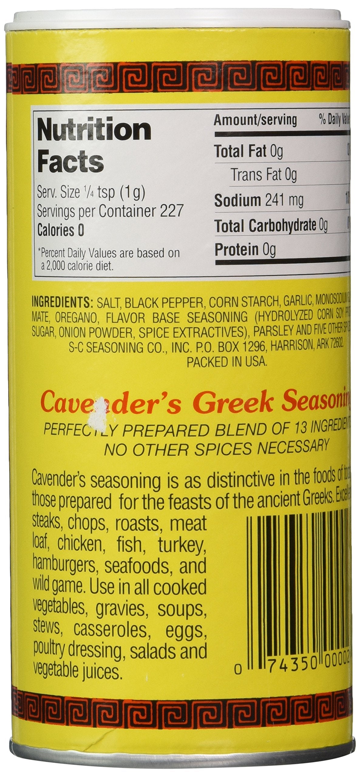 Cavenders All Purpose Greek Seasoning - 8 oz, Ideal for Cooking and Marinades, Pack of 1