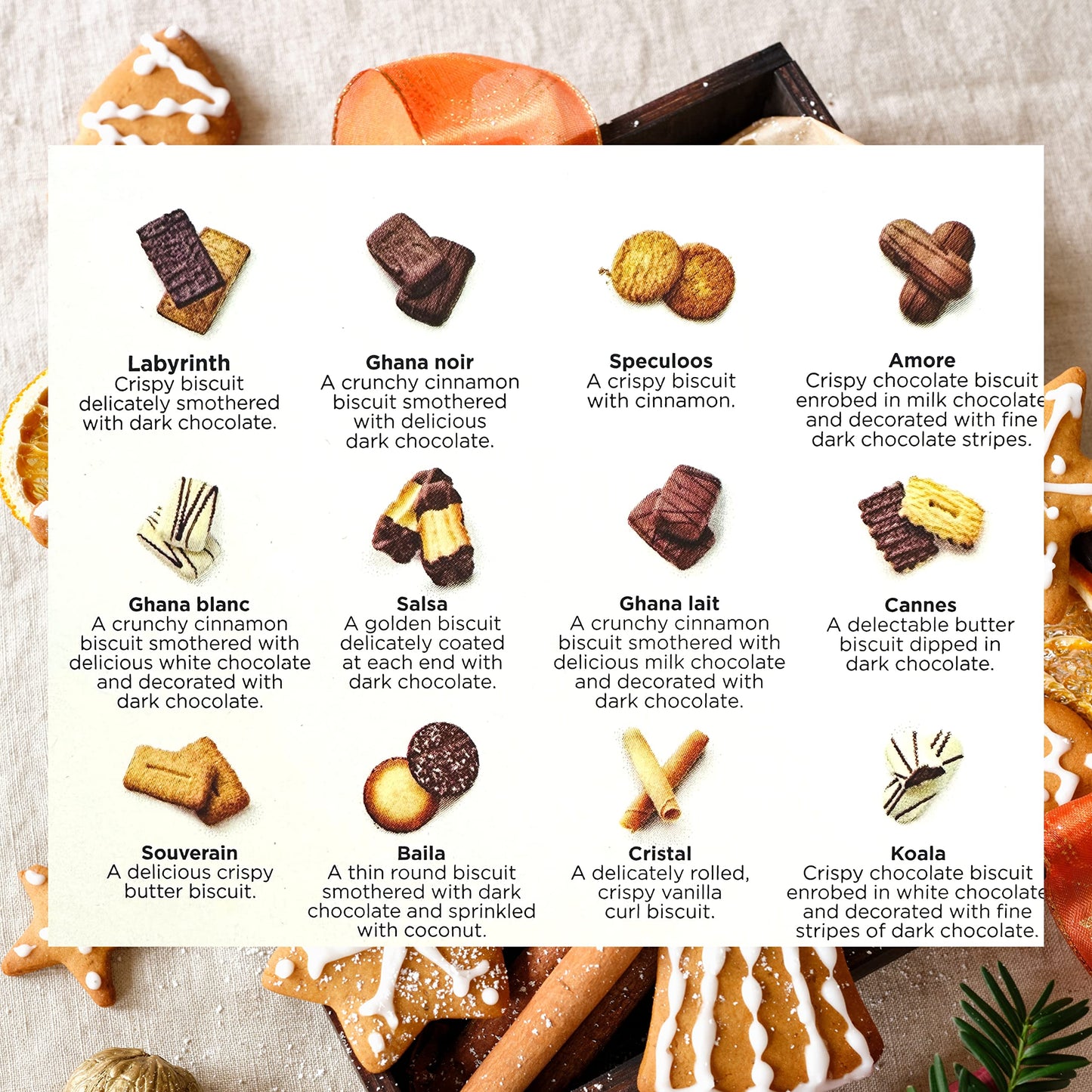 Desobry Belgian Chocolate Cookie Assortment, 800g, 21.69 x 9.80 x 23.29 cm